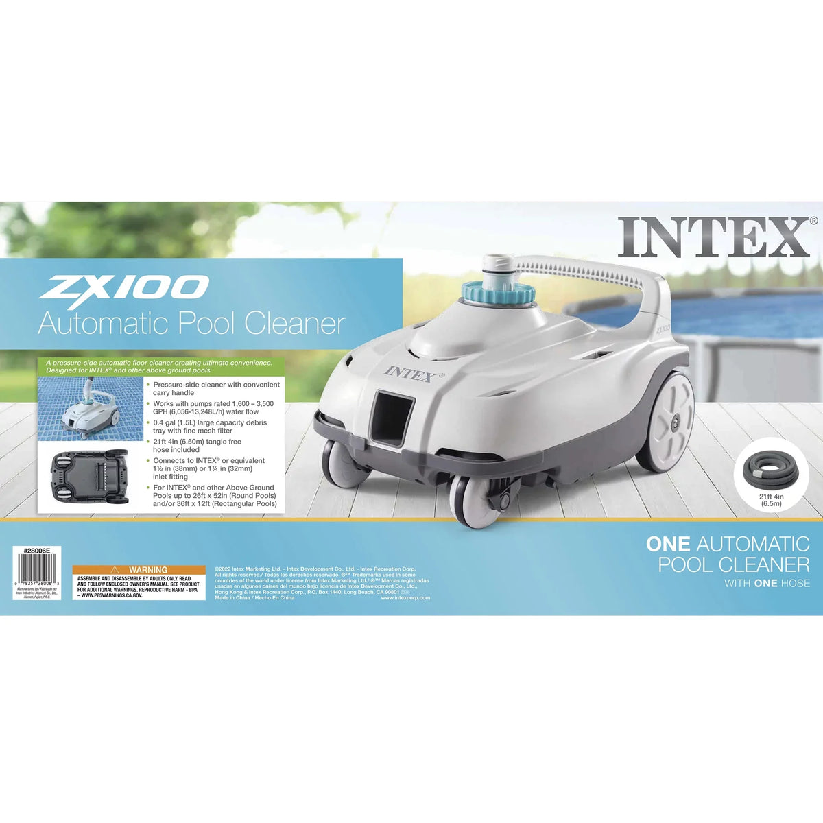 Cleaner Pressure Intex ZX100 Hose Automatic Pool with Swimming Side