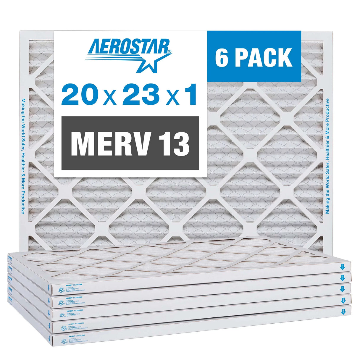 Air 6 MERV Pleated Air 20x23x1 Furnace Pack Filter, Filter, AC 13 Aerostar