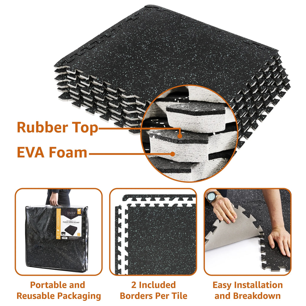 1/2" Mat High Density Sivan Flooring Rubber Foam for Home Gym Thick EVA Fitness Gym Gym Top 12 - Floor Interlocking