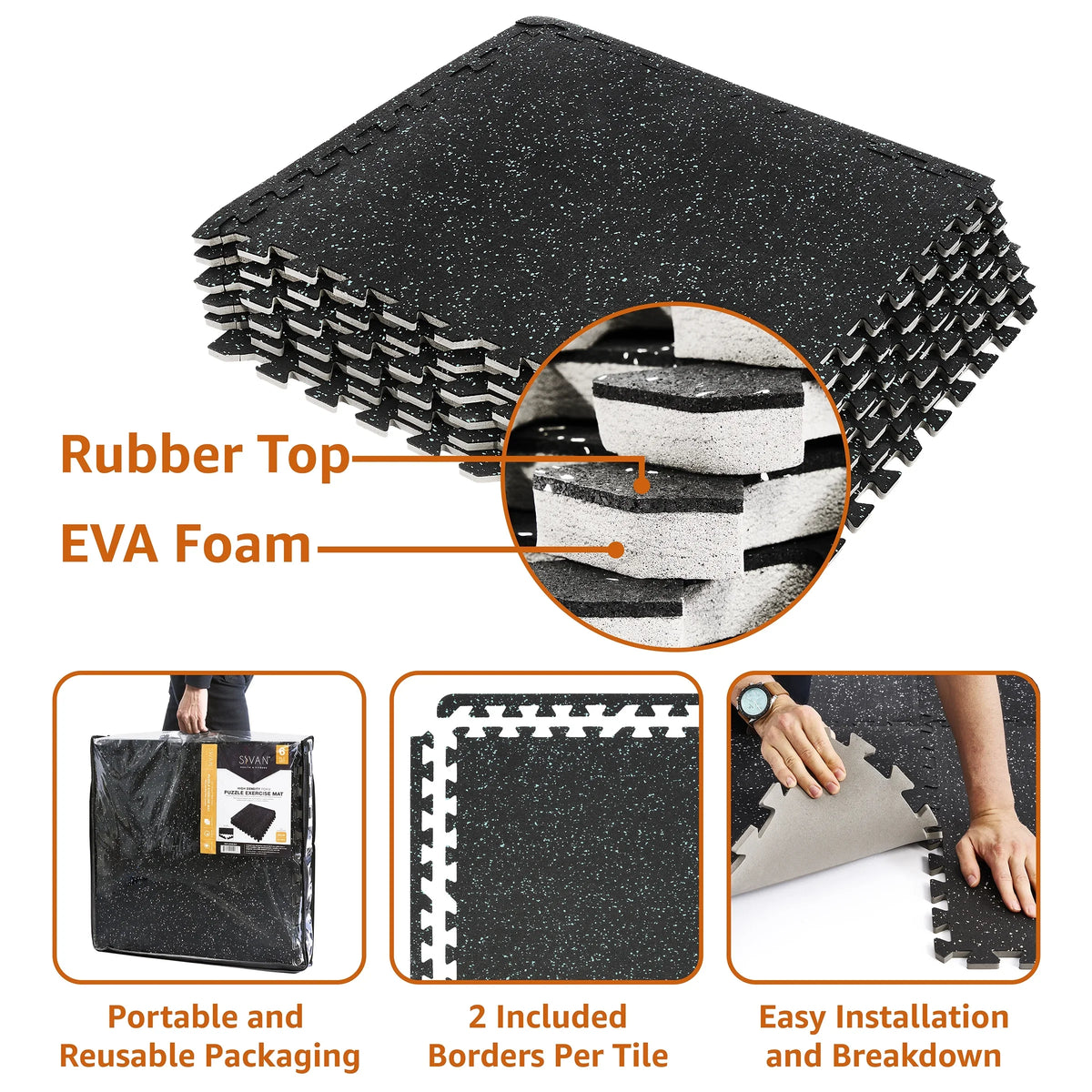 1/2" Mat High Density Sivan Flooring Rubber Foam for Home Gym Thick EVA Fitness Gym Gym Top 12 - Floor Interlocking