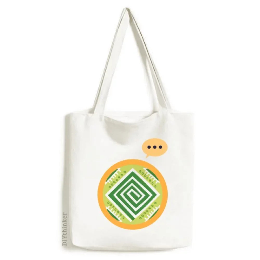 Tote Mexico Expression Totems Bag Green Canvas Shoulder Squares Civilization Sack Ancient