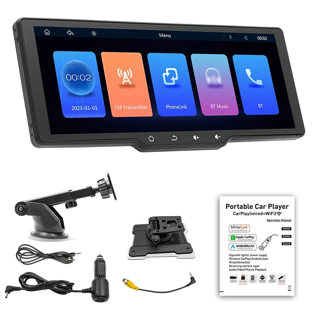 Wireless Mobilephone Camcorder Player 10.26in Recorder Car Video CarPlay Car Camera Rearview Car Camera APP Car Multi-language Portable Auto MultiMedia Dcenta Control