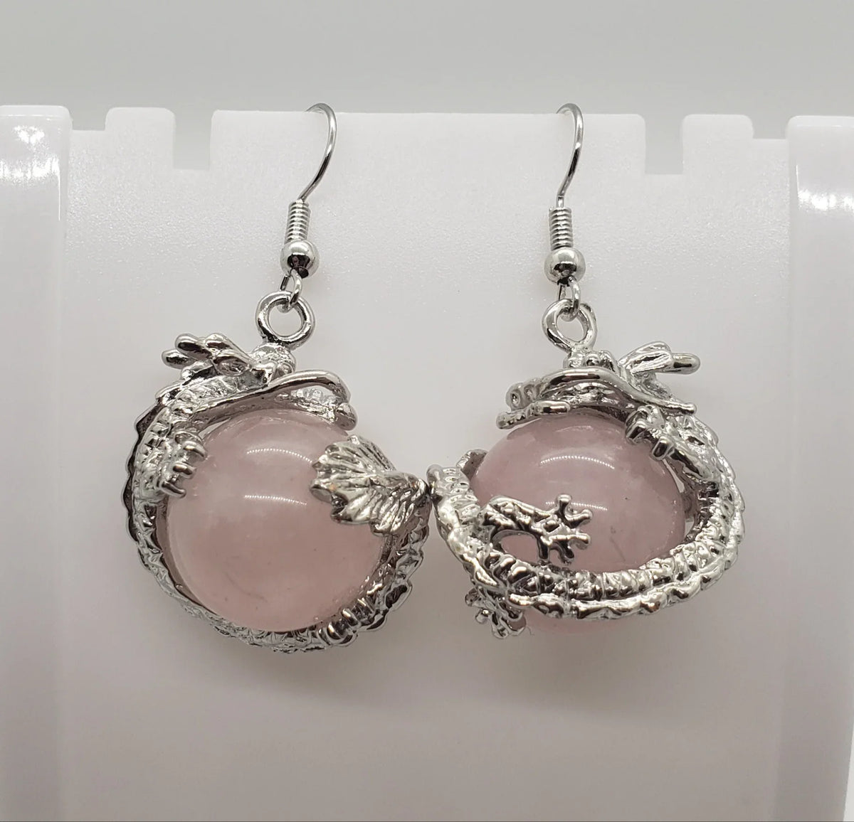 Dragon Rose Natural Earrings Quartz