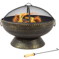 Spark and Poker Fire 30" Pit Steel with Royal Sunnydaze Screen exterior