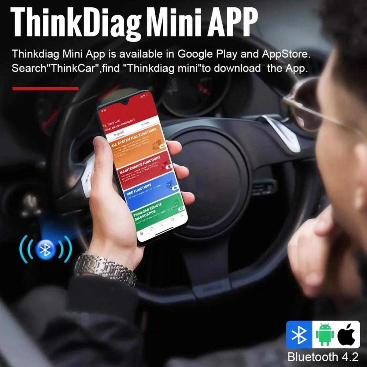 Diagnostic Tool & for for Tool, Android, Fault & Scanner Code Newer THINKDIAG All - THINKCAR Reader Vehicles OE Bluetooth OBD2 Scan Check iOS Full-System MINI Car Scanner & Light 1996 Engine