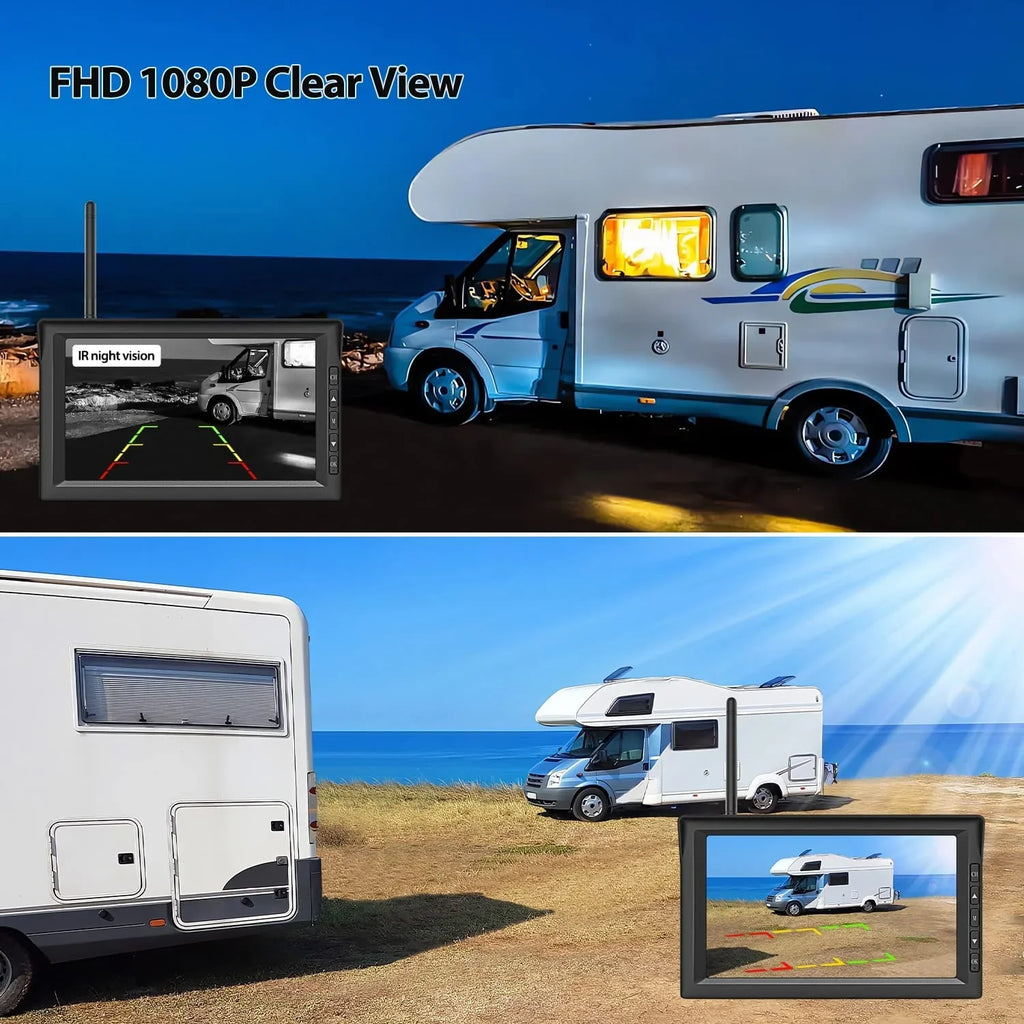for IR Van Solar4 Support Wireless Auto-Vox Reverse Camera Kit Backup Solar Truck Cameras Night HD Monitor 2 7" Trailer Vision Camera RV