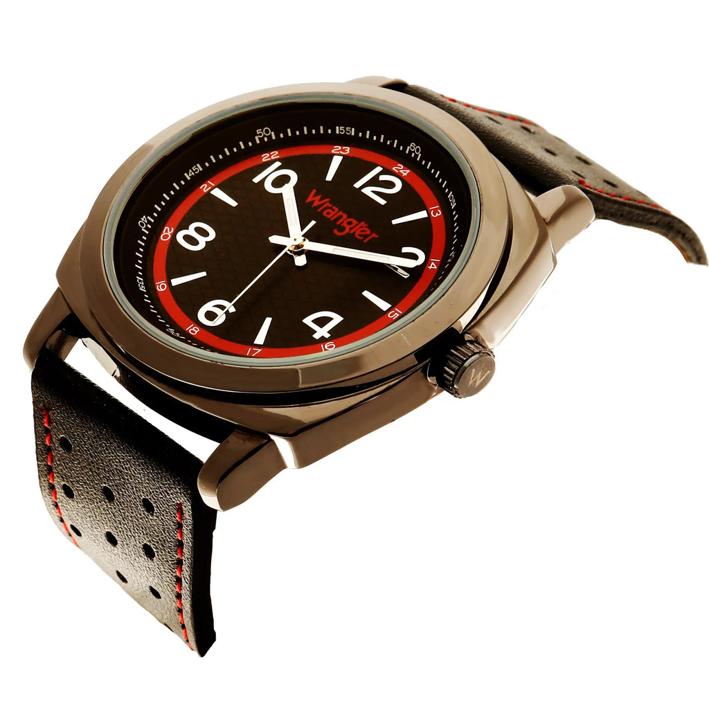 Dial, Black Shaped Cushion 44mm Watch Wrangler Black Strap
