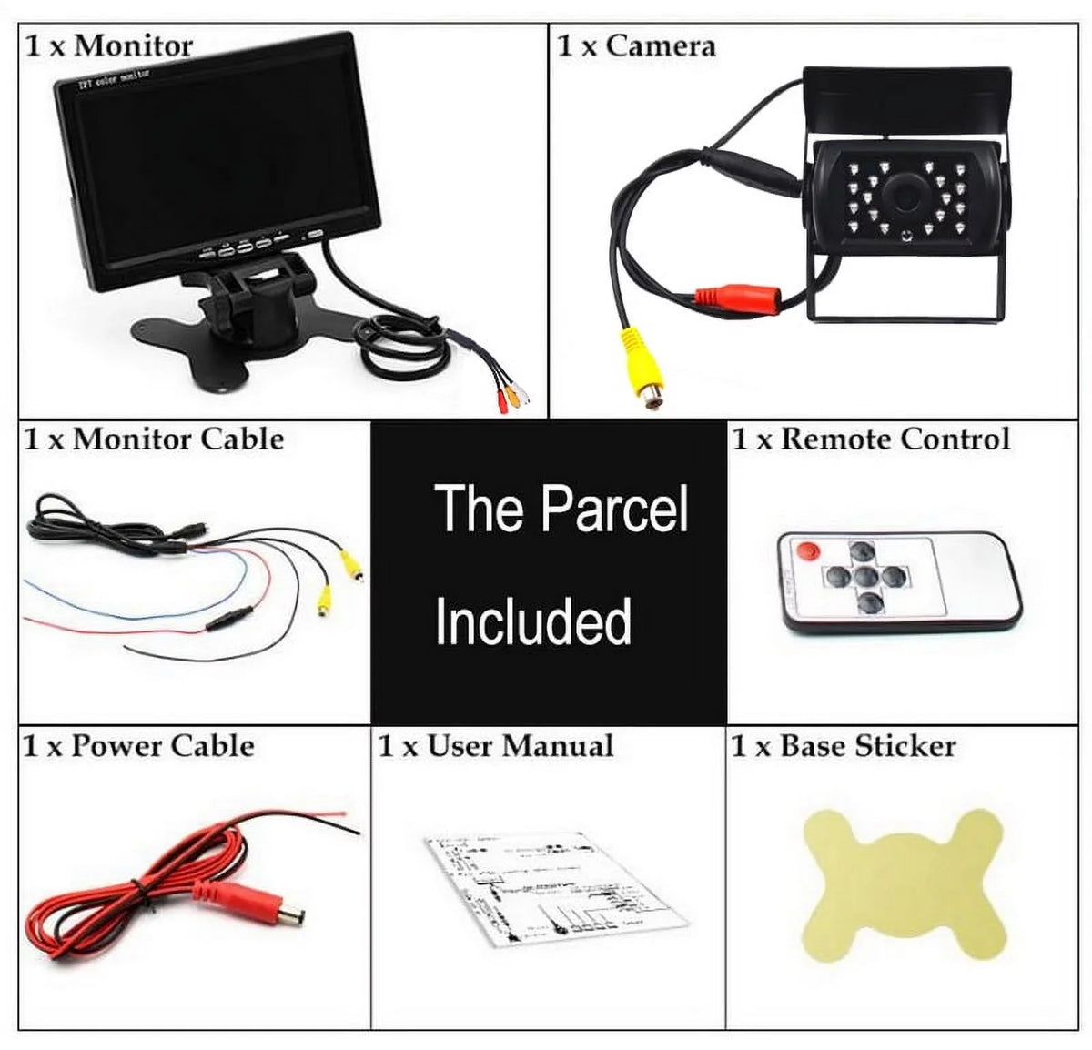 cable 18 Night parking for Monitor IR with Van LED RV system Bus reverse feet Car Vision+32 Truck TFT 12V/24V camera 7inch Car LCD