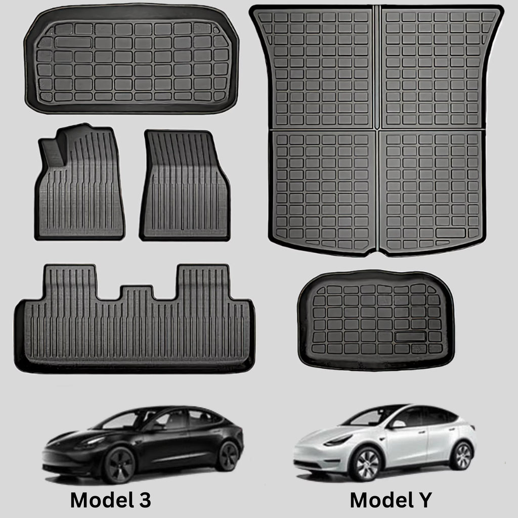 2020-2023 Model for 3-5-Seater Accessories All TPE Liner Floor Trunk BunnyBird Mat 6-Piece Cargo Tesla Car climate Mat