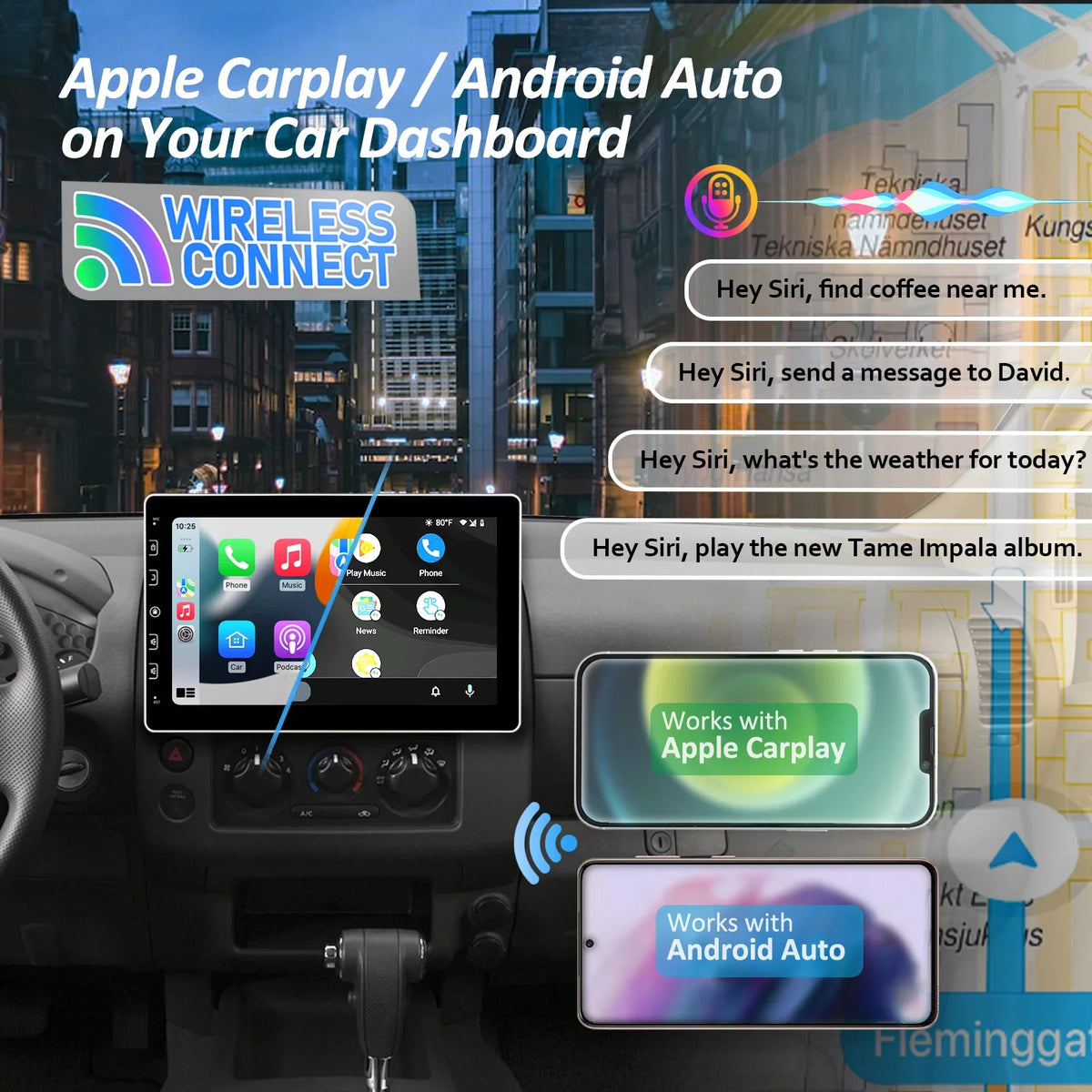 Wireless with 10 Compatible Carplay, Corehan Car Camera Auto, Stereo Car inch Double Wireless Android Mirror with Bluetooth - Multimedia Player Link Touchscreen Din Backup Radio