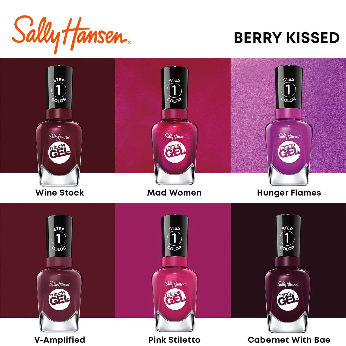 Gel Duo Sally Hansen Polish, Pack Nail Miracle Glow Bordeaux