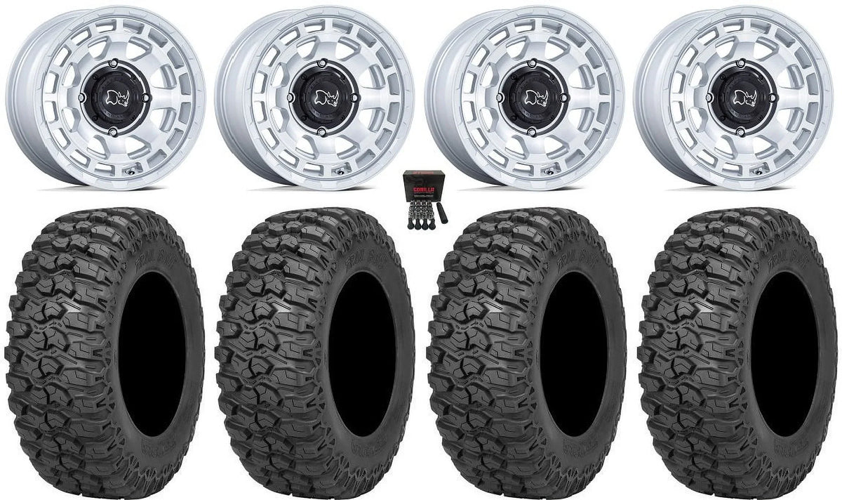 14" Pro Rhino Mule FXT Wheels 30" Si Trail Kawasaki Saw 2.0 Chamber Black Tires