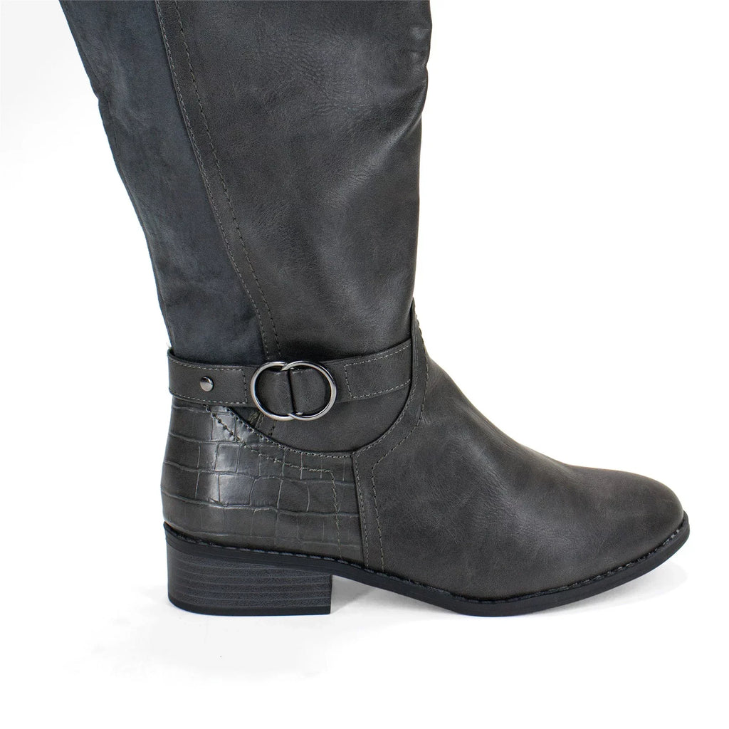 Calf Boot, Extra Wide Karen Leandraa Riding US Grey,8 Women's Scott M