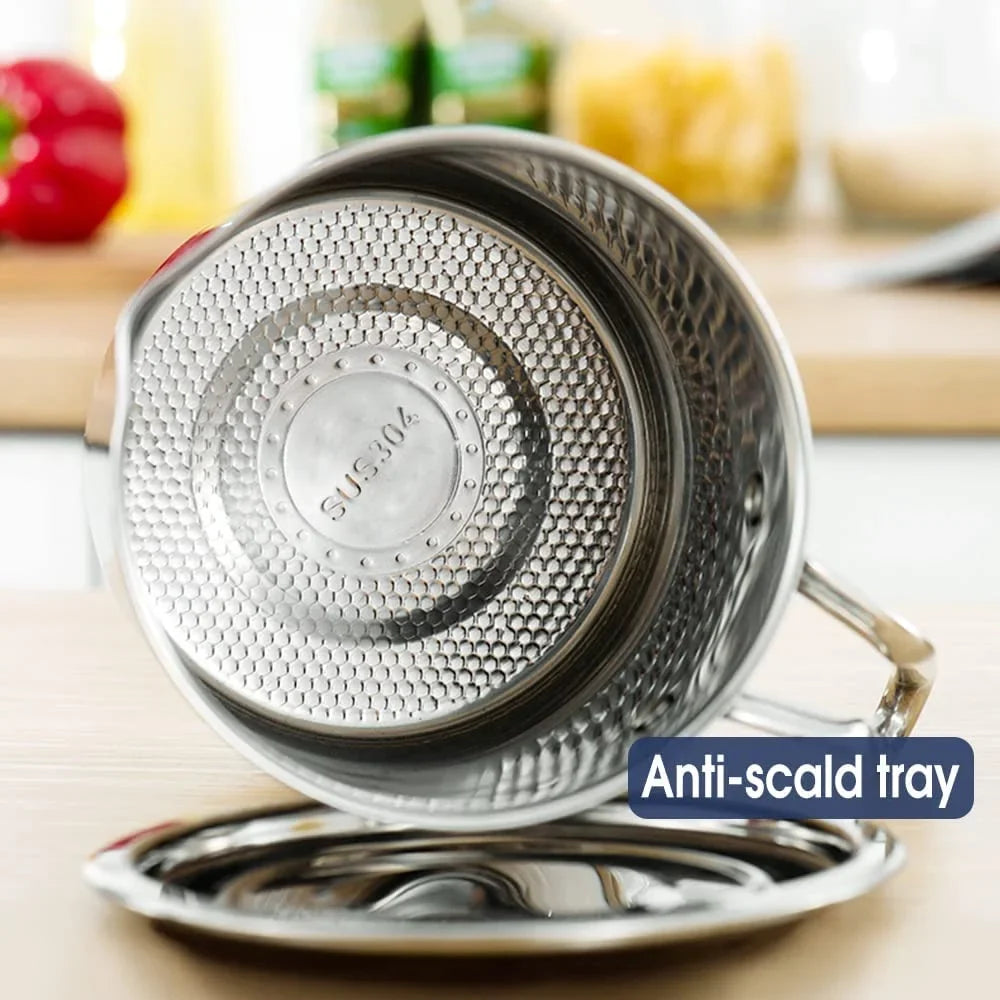 Lid Tray,for Oil Grease Storage Strainer Mesh & Oil Strainer Dust-proof Cooking Grease Strainer Can fl 67.6 Frying Storing Container,with Oil / 2L Stainless Pot oz,Food Non-slip Fine Steel