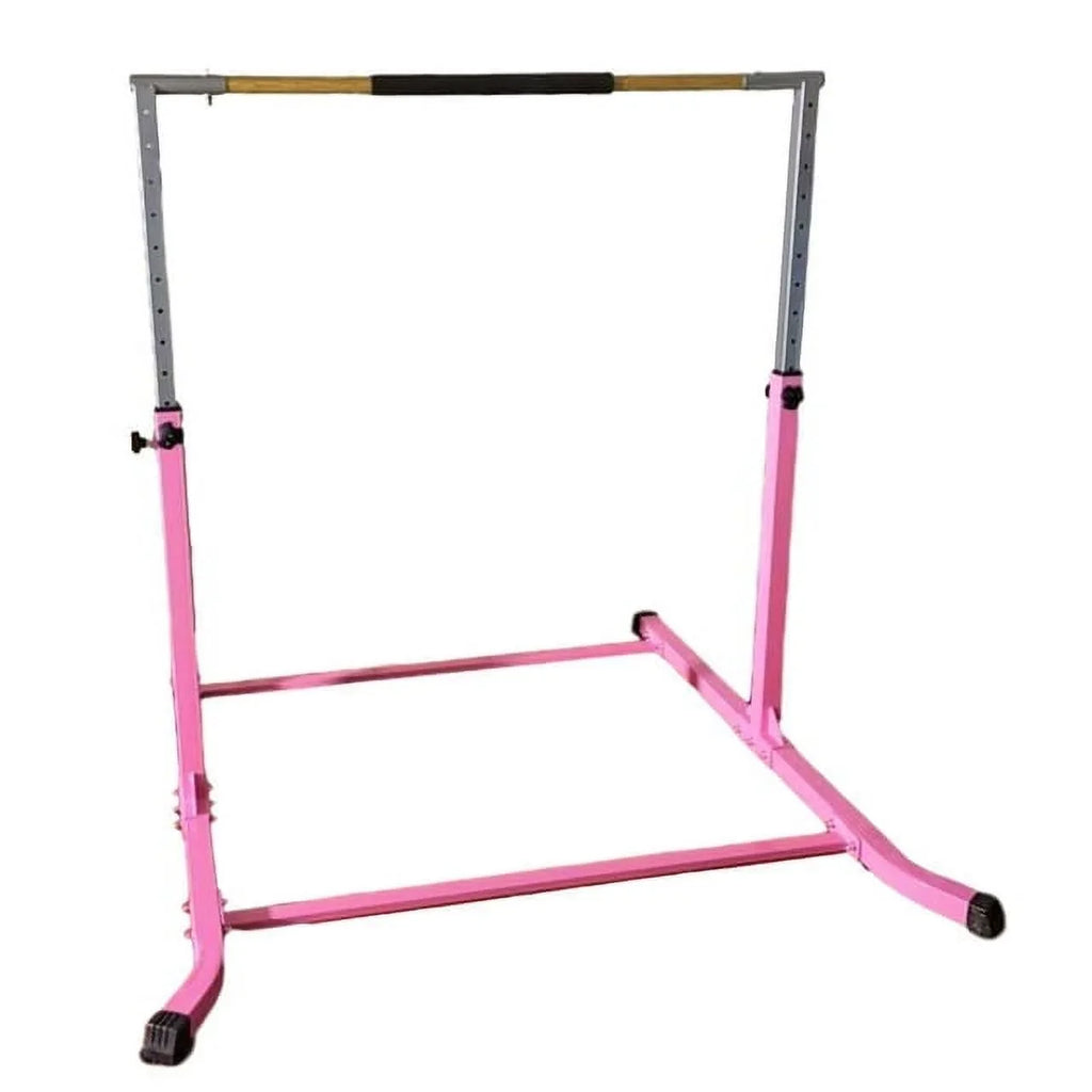 Training Pink Bar for Expandable Junior Curved Bar Kip Fitness Hand Up Gym | Adjustable 5FT Duty | Horizontal Cushioned Heavy Height Bar Legs, Pro-Gymnastics | Kids to | |