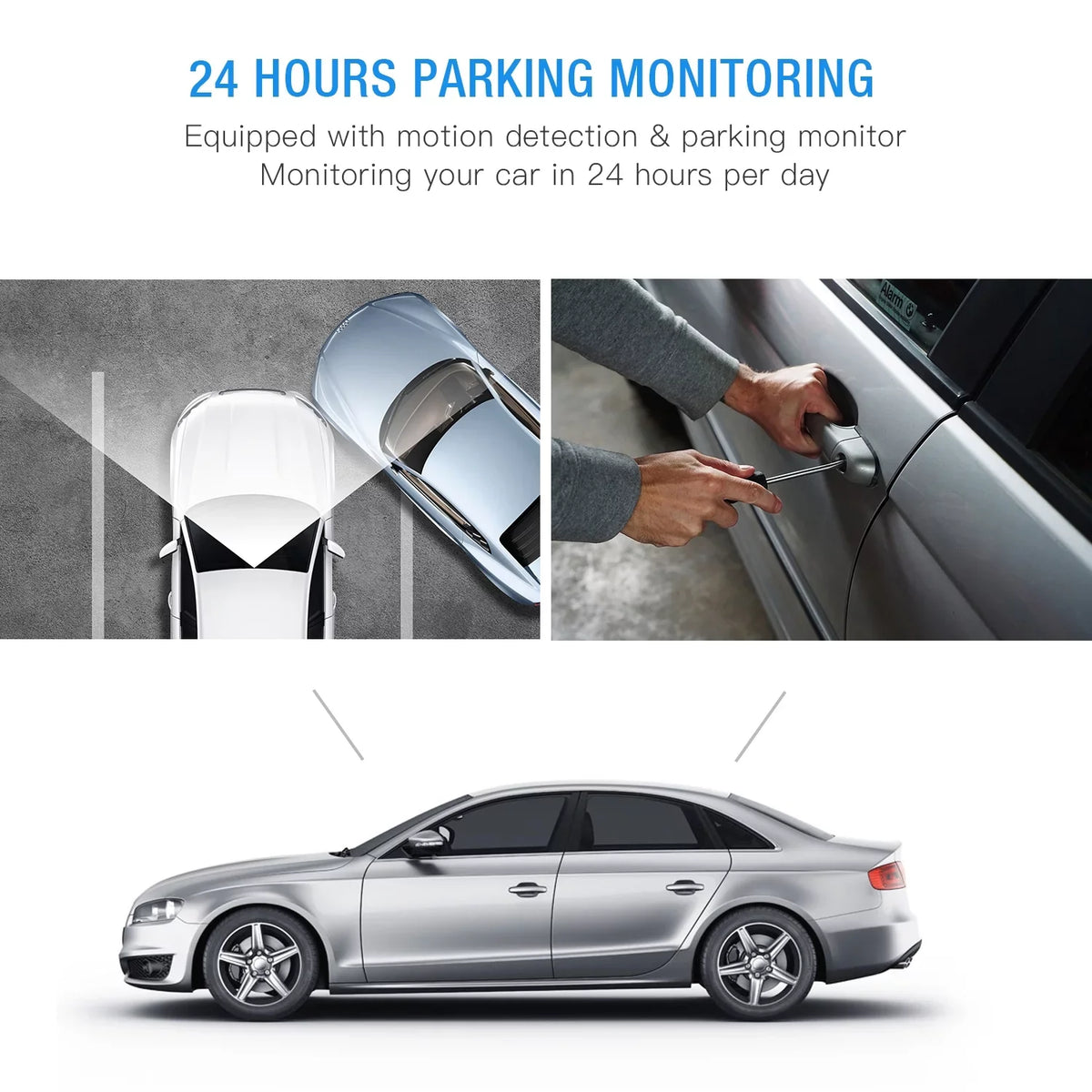 Vision Front TOGUARD Dash Parking Monitor, Night and 3" Loop G-Sensor, with Recording Camera Screen Cam Dual Inside Car IR 1080P LCD Dash Camera