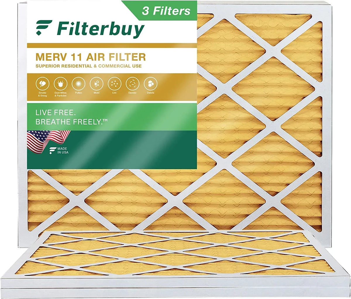 14x18x1 AC Filters Pleated HVAC Air MERV 11 (3-Pack) Furnace Filterbuy
