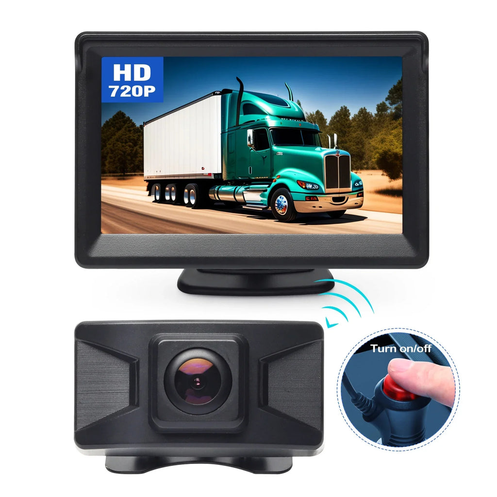 Recorder View Camera Rear Menu Trailer Camper Van Inch Camera OSD Kit Camera Truck with Car Video HD 5 Reverse Backup for Wireless DVR 720P LCD Monitor
