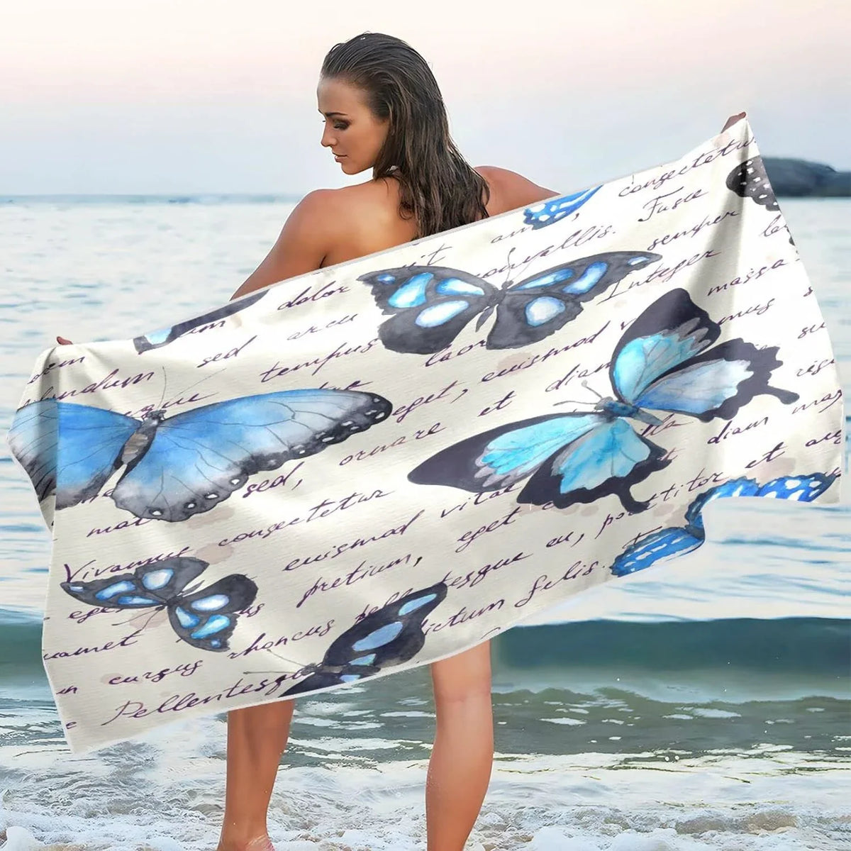 （207） Camping Butterflies Lightweight Compact Super Holiday Absorbent Towel Quick Travel Oversized Towels for Towel Dry - Swimming Bestwell - Beach