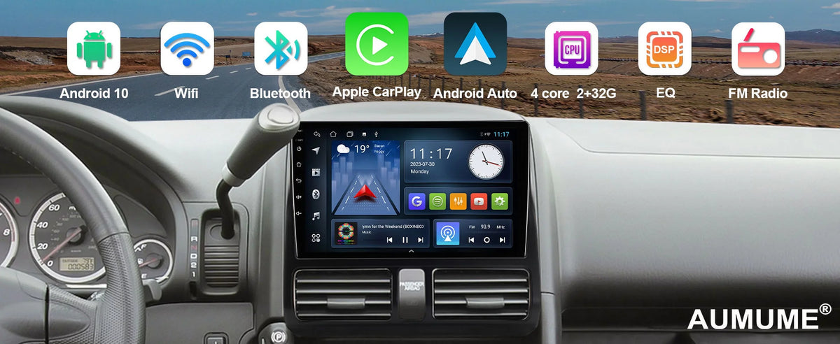 Backup 10 Stereo Inch for Camera TouchScreen 9 Wireless Carplay/Android Car Din 2002-2006 Android Honda Double with Radio Wheel Built-in Auto/GPS/Bluetooth/FM/AUX-in/Steering CR-V Control