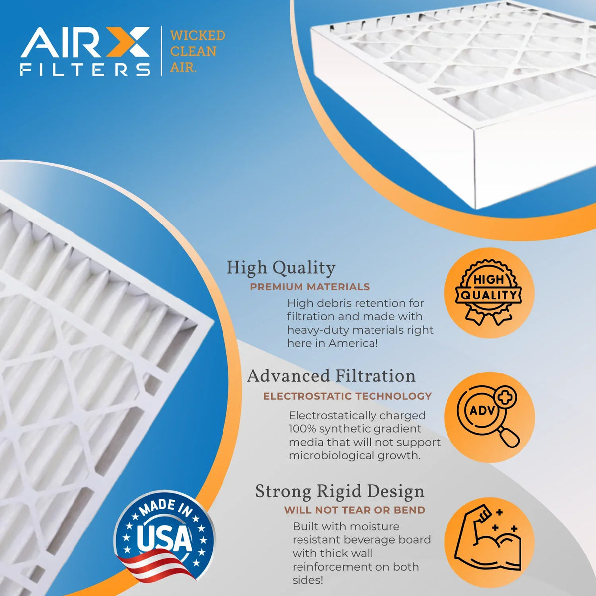 USA by Carrier 11 7 CLEAN Compatible Premium Filter & Made Filter FILXXFNC-0017 Pack 16x20x4 Bryant 1200 MPR Furnace FPR WICKED Comparable AIRX AIR. 2 Air MERV 16x20x4 FILTERS to 1000, MPR with