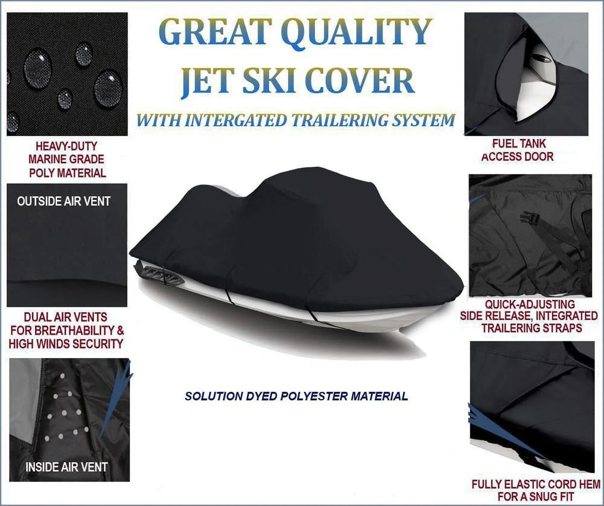 BLACK for 2021 600D Doo JET 2020 2015 Compatible Cover PWC Seater Ski HO SKI Sea 3up 2019 Jet 3 2014 2018 Bombardier 2022 PWC Cover 900 ACE 2017 SPARK Sea-Doo