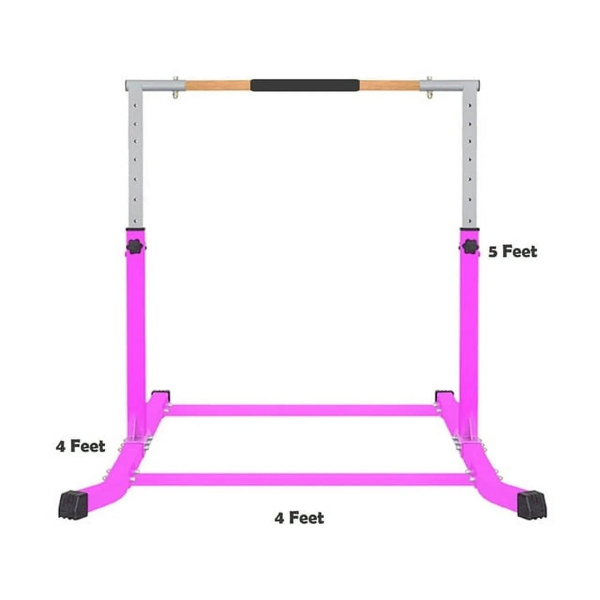Training Pink Bar for Expandable Junior Curved Bar Kip Fitness Hand Up Gym | Adjustable 5FT Duty | Horizontal Cushioned Heavy Height Bar Legs, Pro-Gymnastics | Kids to | |