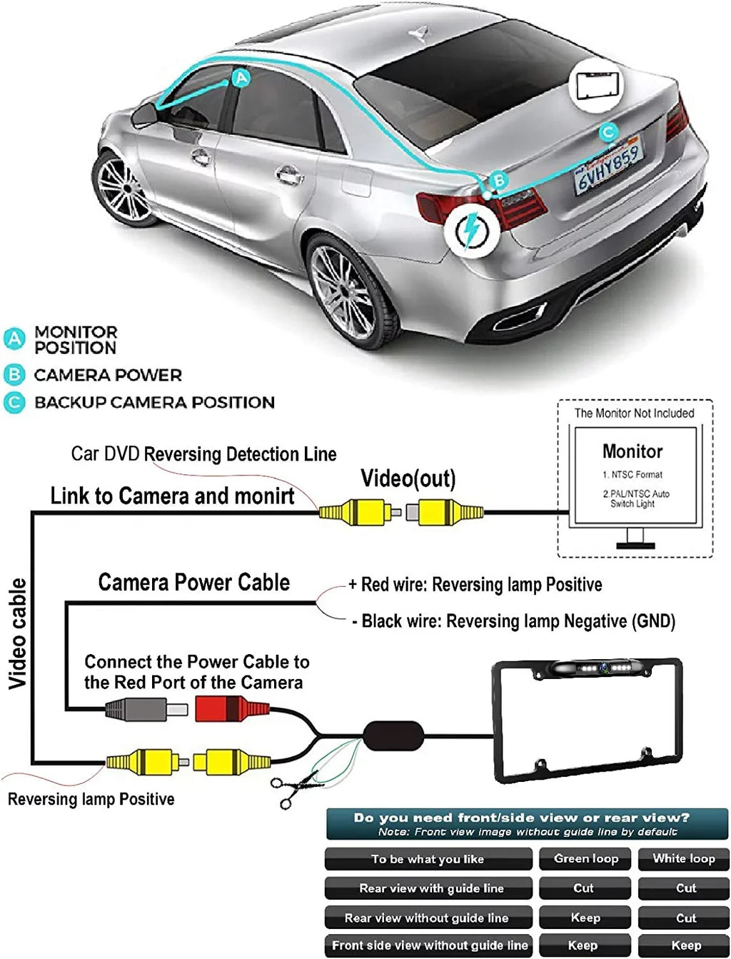 INEW987HD Camera Plate for Frame Black Backup Rearview INE-W987HD License ALPINE