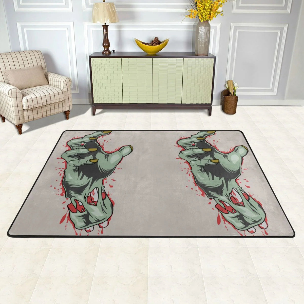 Indoor,72"x48" for Floor Living Rugs Zombie Facecloth Blood Area Mat XMXY exterior Sink Kitchen Entrance, Doormat Hand Room Area Non-slip Horror Rug