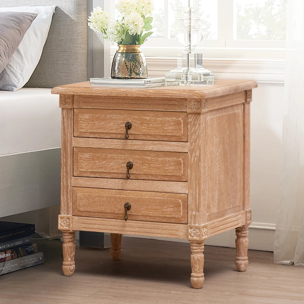 Furniture with Pellebant Oak Nightstand Bedroom 3 Drawers