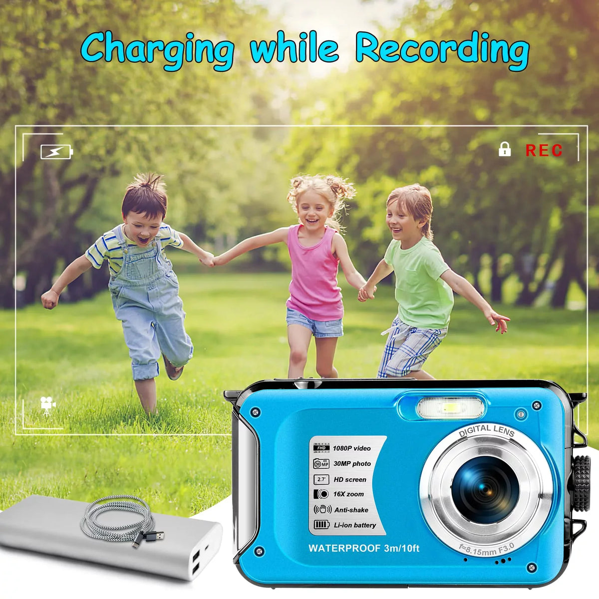 MP SEREE Video HD Youtube Cameras Camera for 1080P Dual 16X Snorkeling Waterproof Digital Full Camera Zoom for Screens Selfie 30 Recorder Underwater