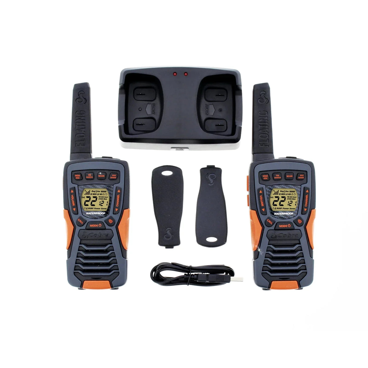ACXT1037R-FLT - 37-mile Range Talkies Walkie Cobra Two-Way Radios Floating, Rechargeable (2-Pack)