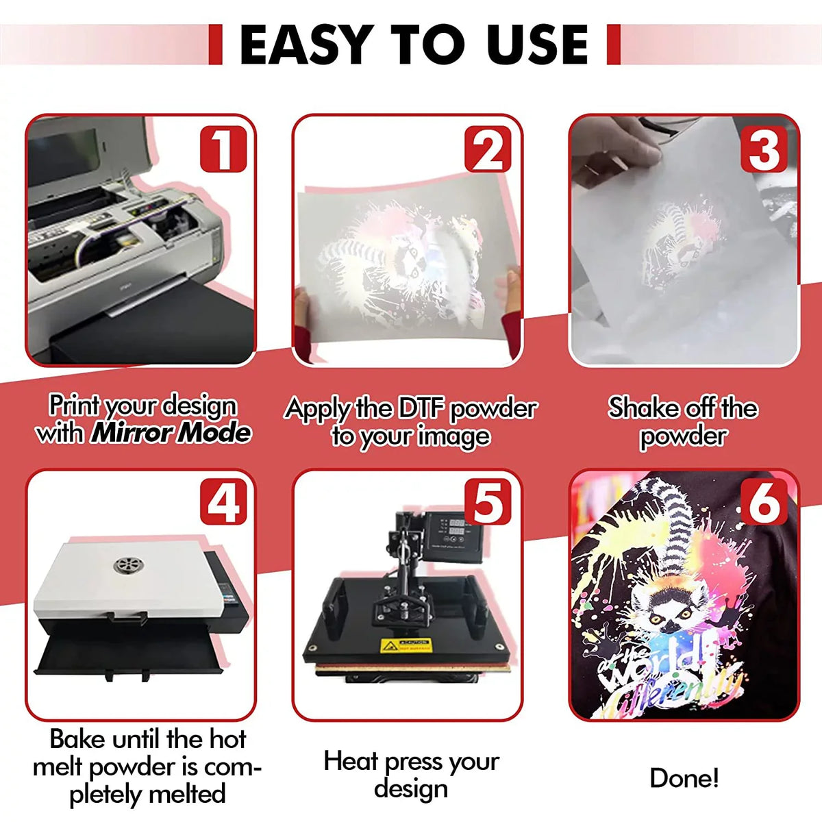 A3 Transfer Film Sublimation Fabrics Film and for - DTF Clear Heat Transfer A-SUB DTF Paper Powder 11.7"x16.5" Powder DTF Dark/Light Transfer Film for and Adhesive