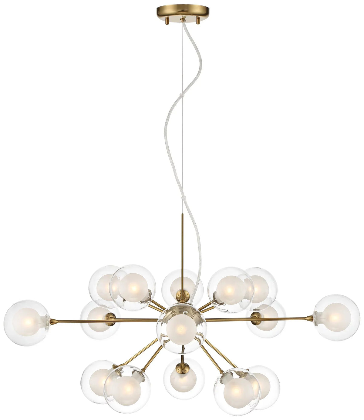 Chandelier Euro Shade Brass 30" Wide Century Spheres 15-Light Dining Sputnik for Kitchen Fixture Room Design Glass Mid Modern Possini Island Antique