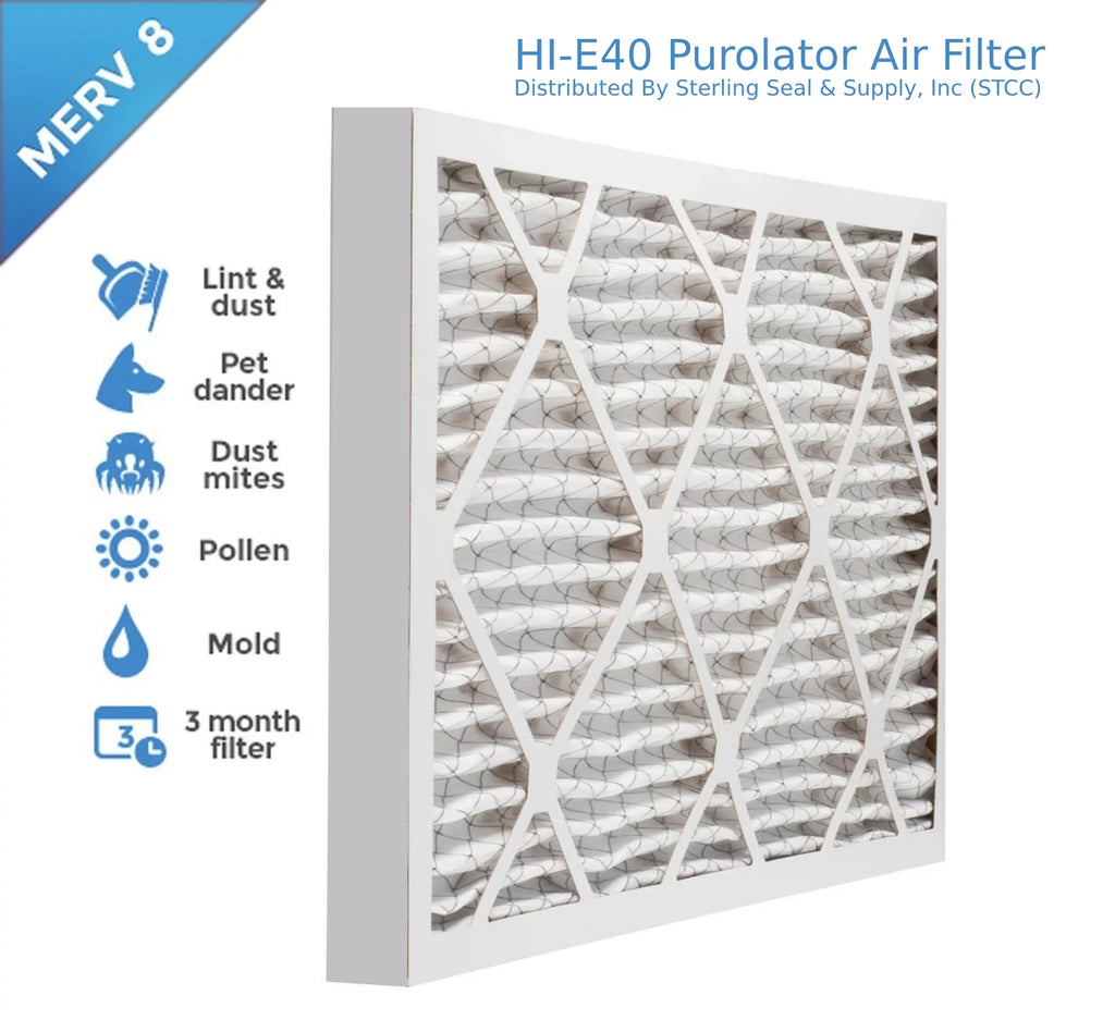 Hi-E 40 Mechanical Guard Pleated (6 Surface Extended Air Filter, MERV Air / Purolator 16x25x2, Pack) 8,