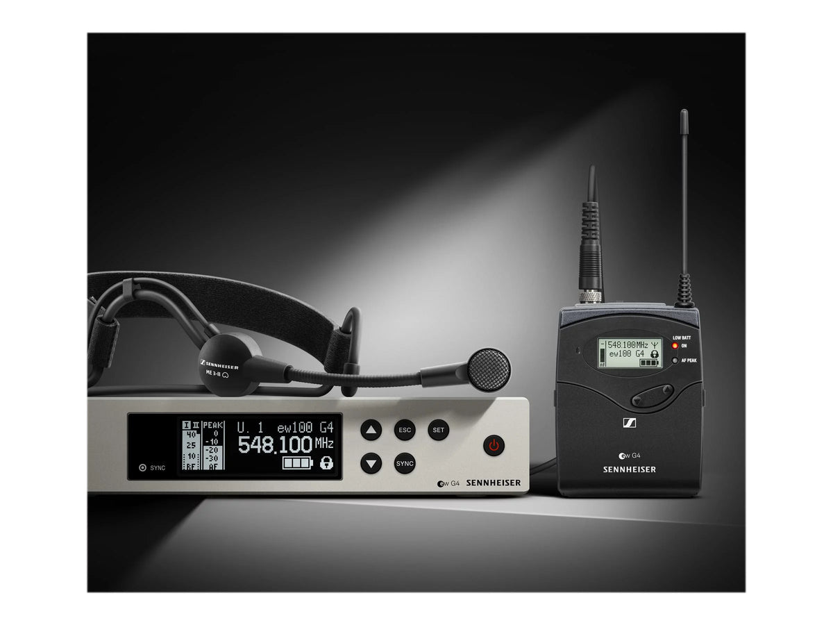 100-ME3 System Sennheiser Microphone G4-ME3-A1 - Wireless Pro EW (470-516Mhz), Sennheiser Audio Headset Band Cardioid A1 100