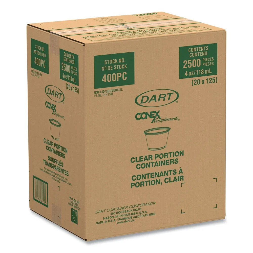 400PC Conex Polypropylene oz. 4 - Containers Dart Portion Complements Clear (2500/Carton)]