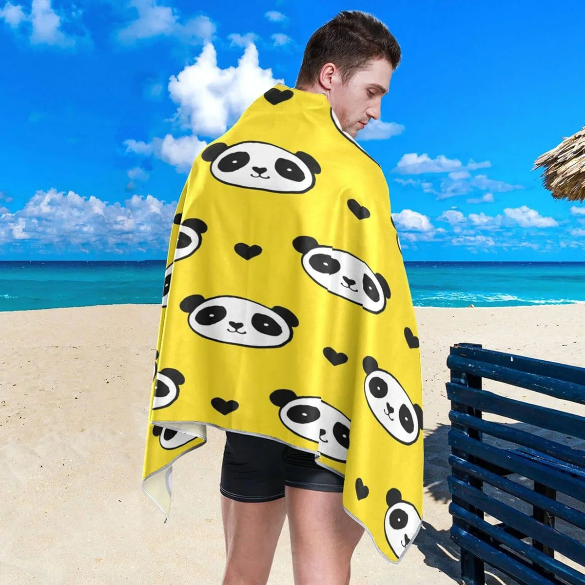 Lightweight Sand Shower Towel, Oversized Towel Quick Multipurpose Panda Yoga Bath Towel Microfiber Beach Blanket, 30”X60” Swim Towel Pool Free Bestwell Dry Thin