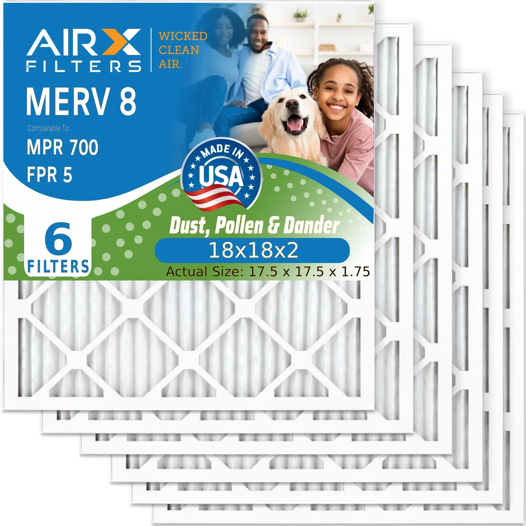 Pack AIR. 700 USA FILTERS & 6 Filters Electrostatic CLEAN 8 WICKED FPR HVAC MERV Conditioner Made Filter 18x18x2 Air AIRX AC 5 Air Filter Pleated 18x18x2 to MPR Comparable by Premium Furnace