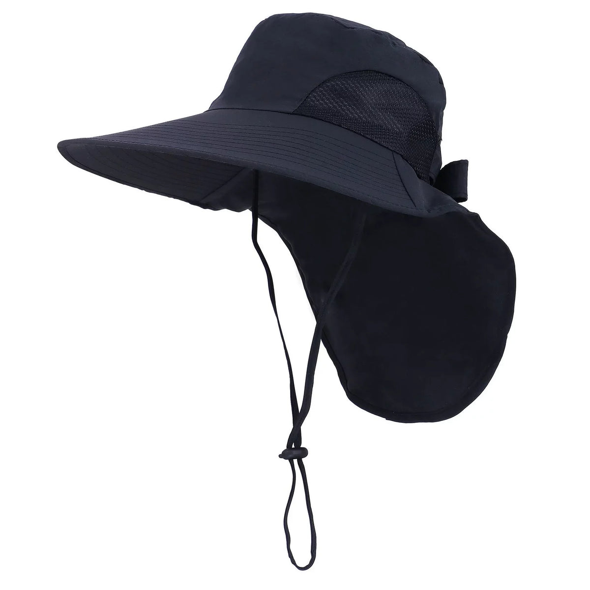 Sun Bucket Foldable Flap Black UPF UV Hat Protective Brim 51+ Wide Cover Womens