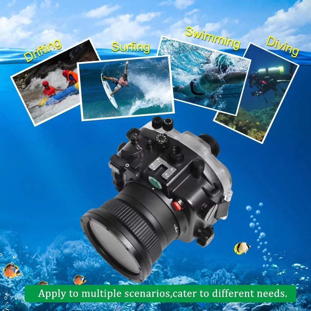 Kit Underwater G Inch Dome Compatible 16-35mm Case ILCE-7R IV 12-24mm A7R F3.5-5.6, Seafrogs Port Housing F4 F/4 Waterproof 28-70mm 6 A7R4 with w/ for FE Lens-Black [40M/130FT] IV