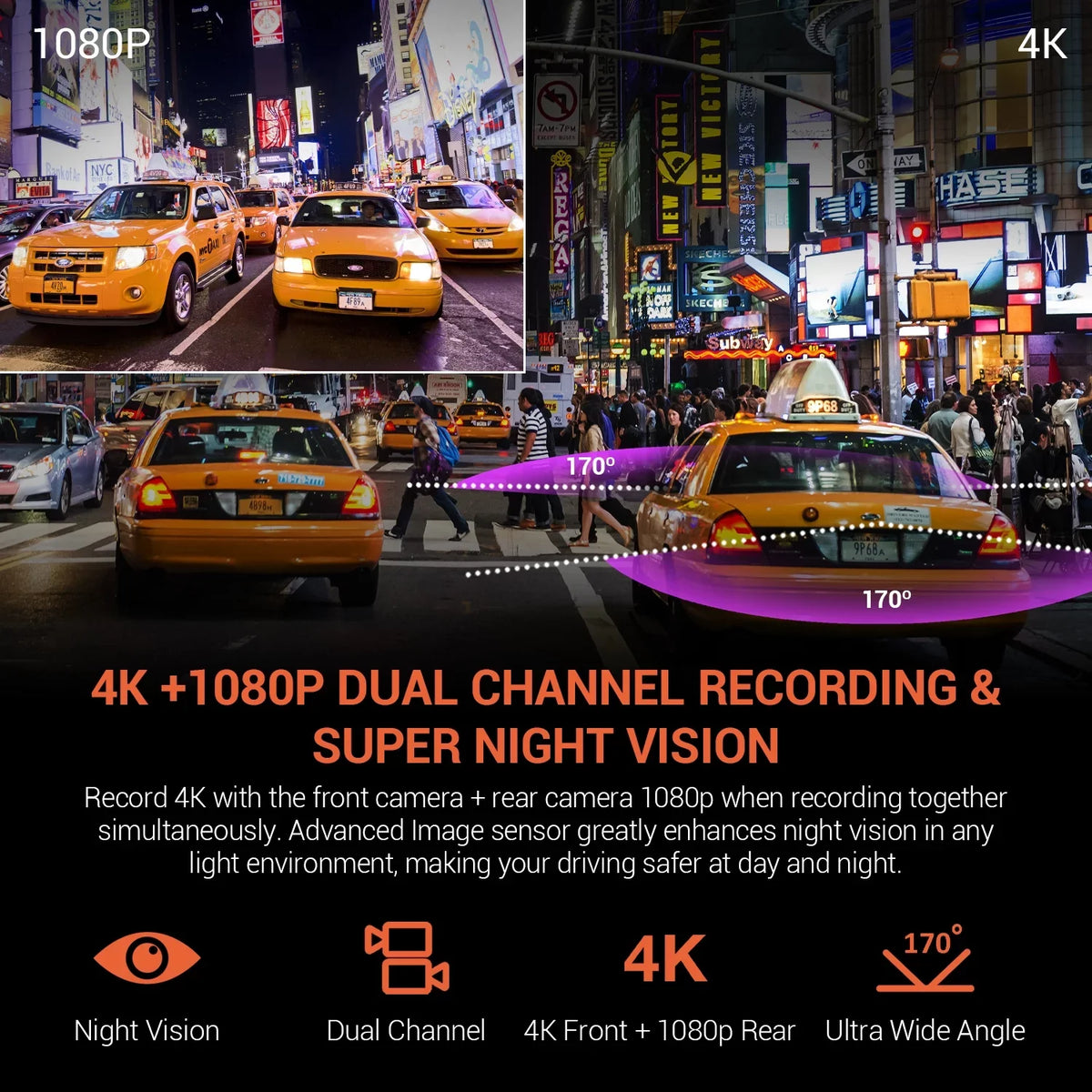 Rear with and 4K Dash V1P Rexing Front Cam UHD Wi-Fi