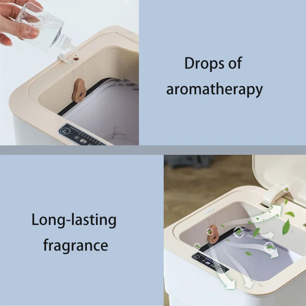 Aromatherapy Automatic Trash with Holdpeak Garbage Can, White Office, Mode Bathroom, Kitchen, Gallon Folding Touchless 18L/4.8 for Can