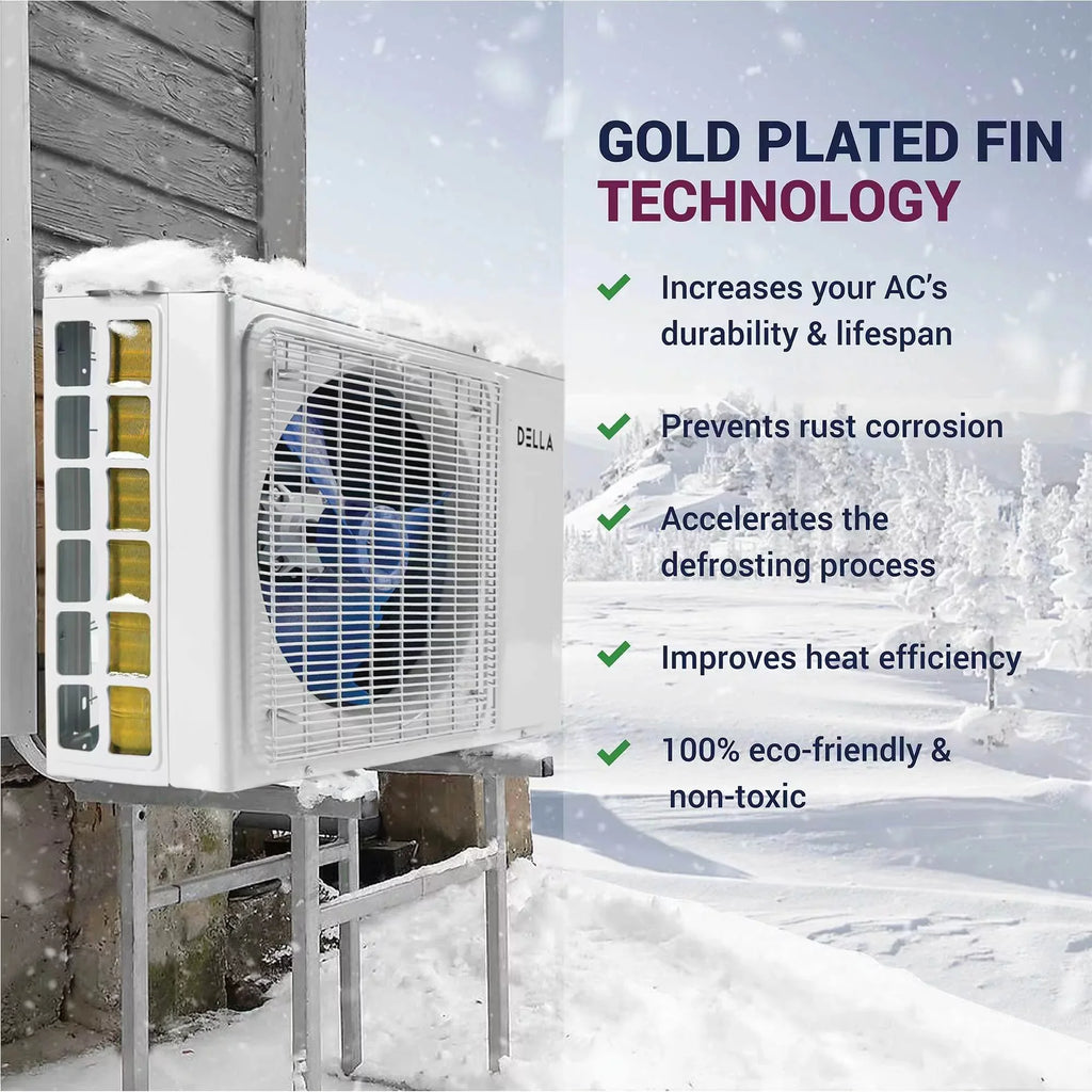 to Cools 27K 9K 20 9K Energy SEER Kits Pump Full 3 Up Mini BTU Conditioner 1200 Multi Sq.Ft Installation Set 208/230V Wifi Efficient Zone BTU Air Zone Della Split Heat Tri Ductless 9K with ODU 16ft