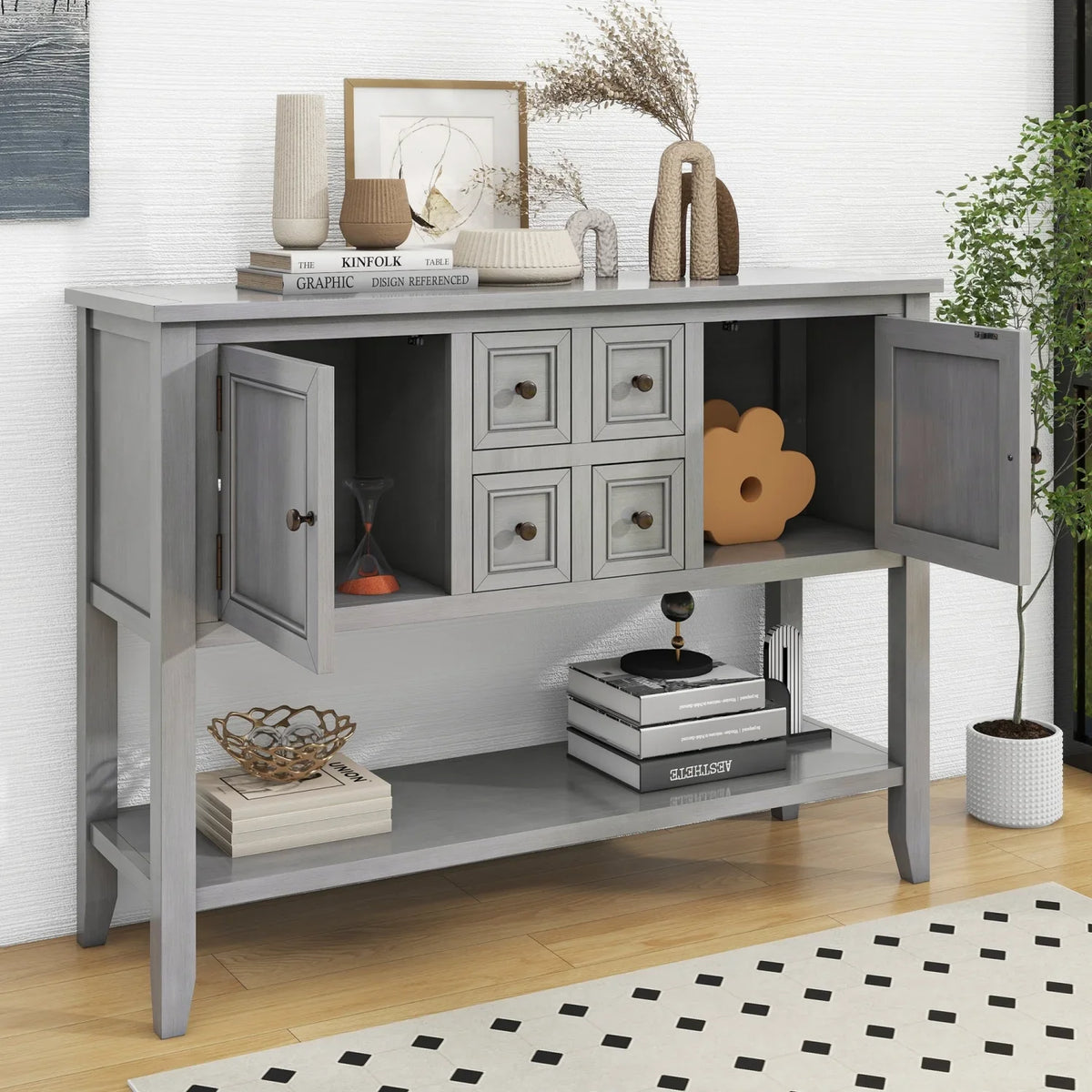 Ample (Espresso Storage with SKU Kitchens Rooms Cambridge for and Shelf Series Table Small Entrances Four Vintage OLD WF190263AAP) Living Bottom Console Drawers TREXM and