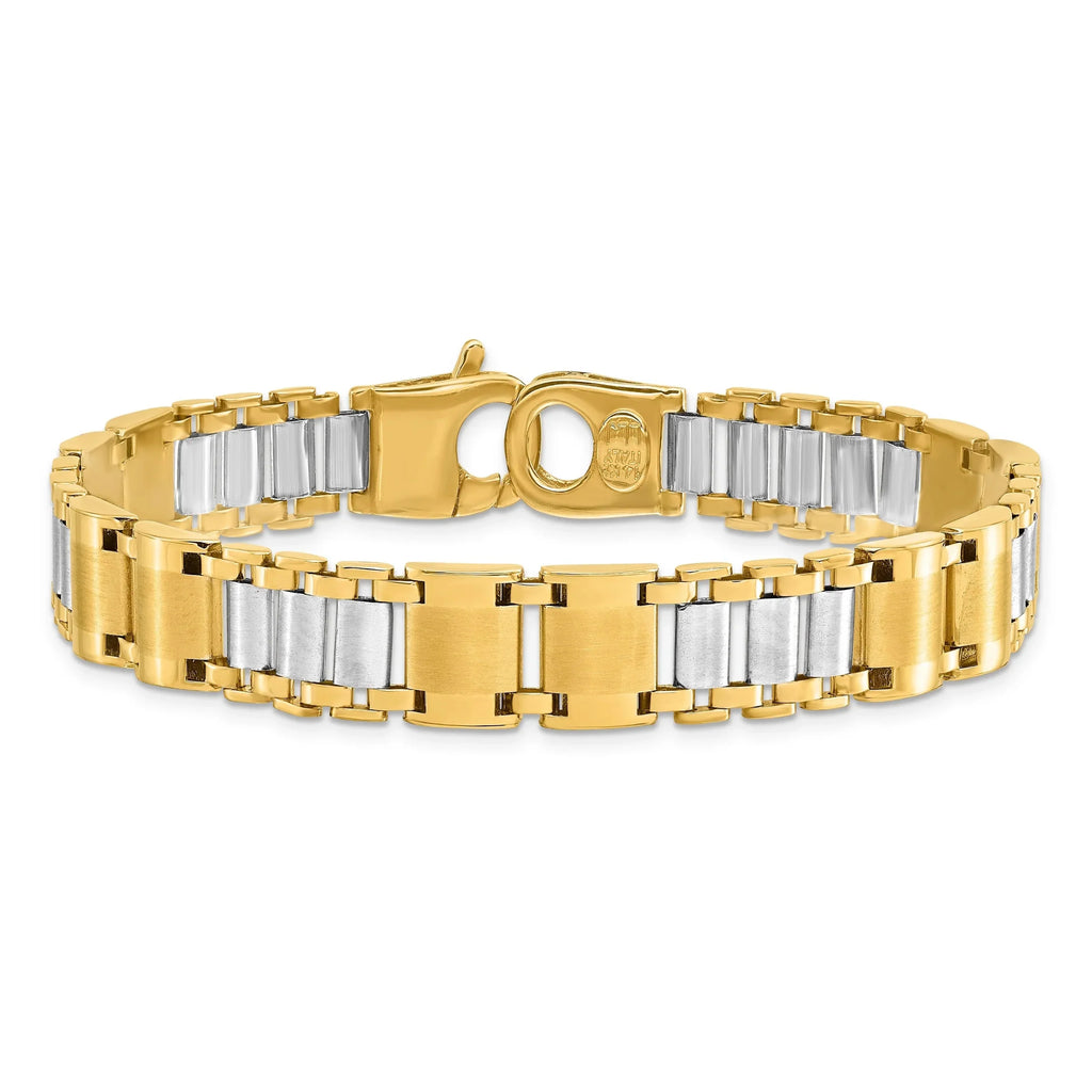 Gold Two Men's Link Bracelet Tone 14k Fancy