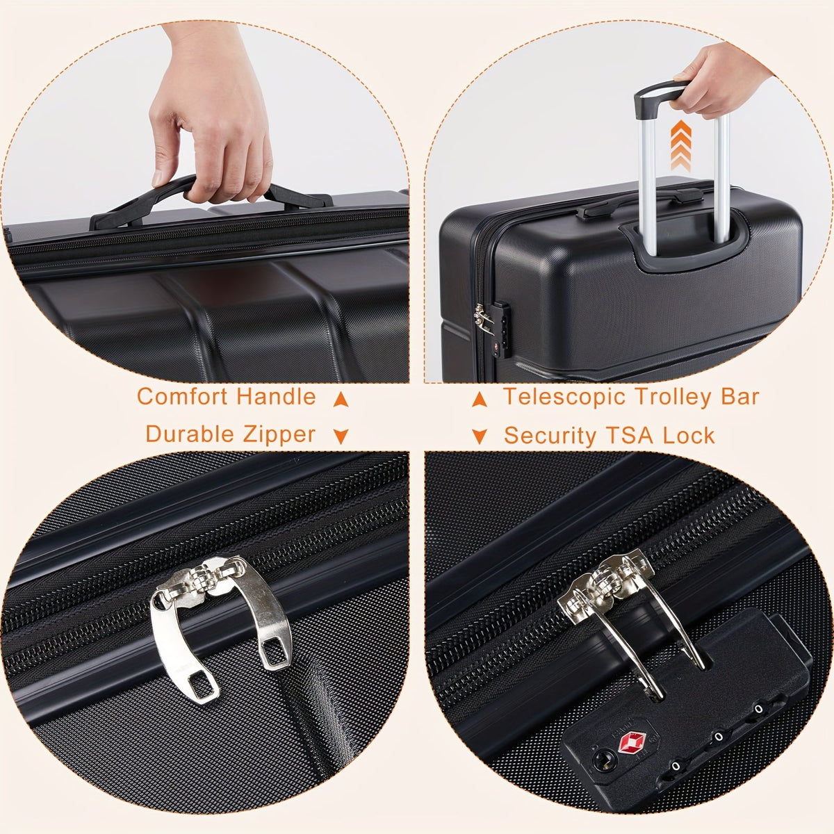 Spinner Convenient Trolley Lock, Wheels – Case – Suitcase Durable Secure Lightweight for Double Travel TSA Jetsetters Carry-On &