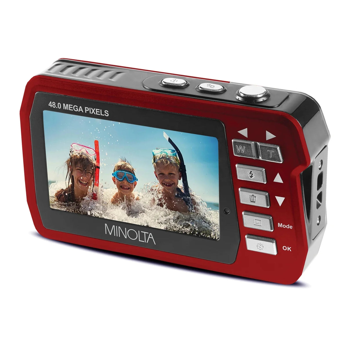 Camera, Red Minolta 48 Digital Waterproof MP