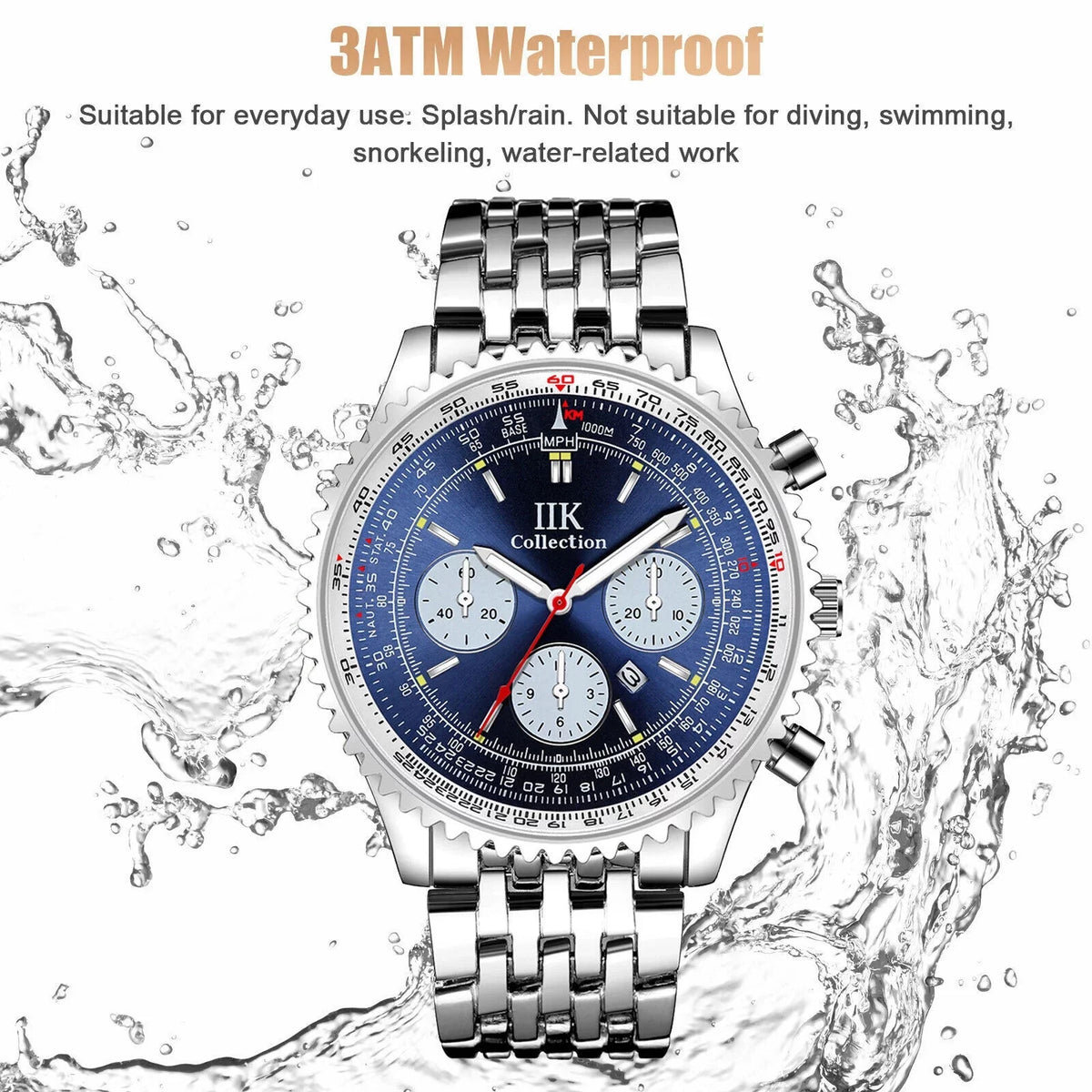 Steel Bracelet Stainless Men Relojes De Luminous Quartz Watch Waterproof Hombre