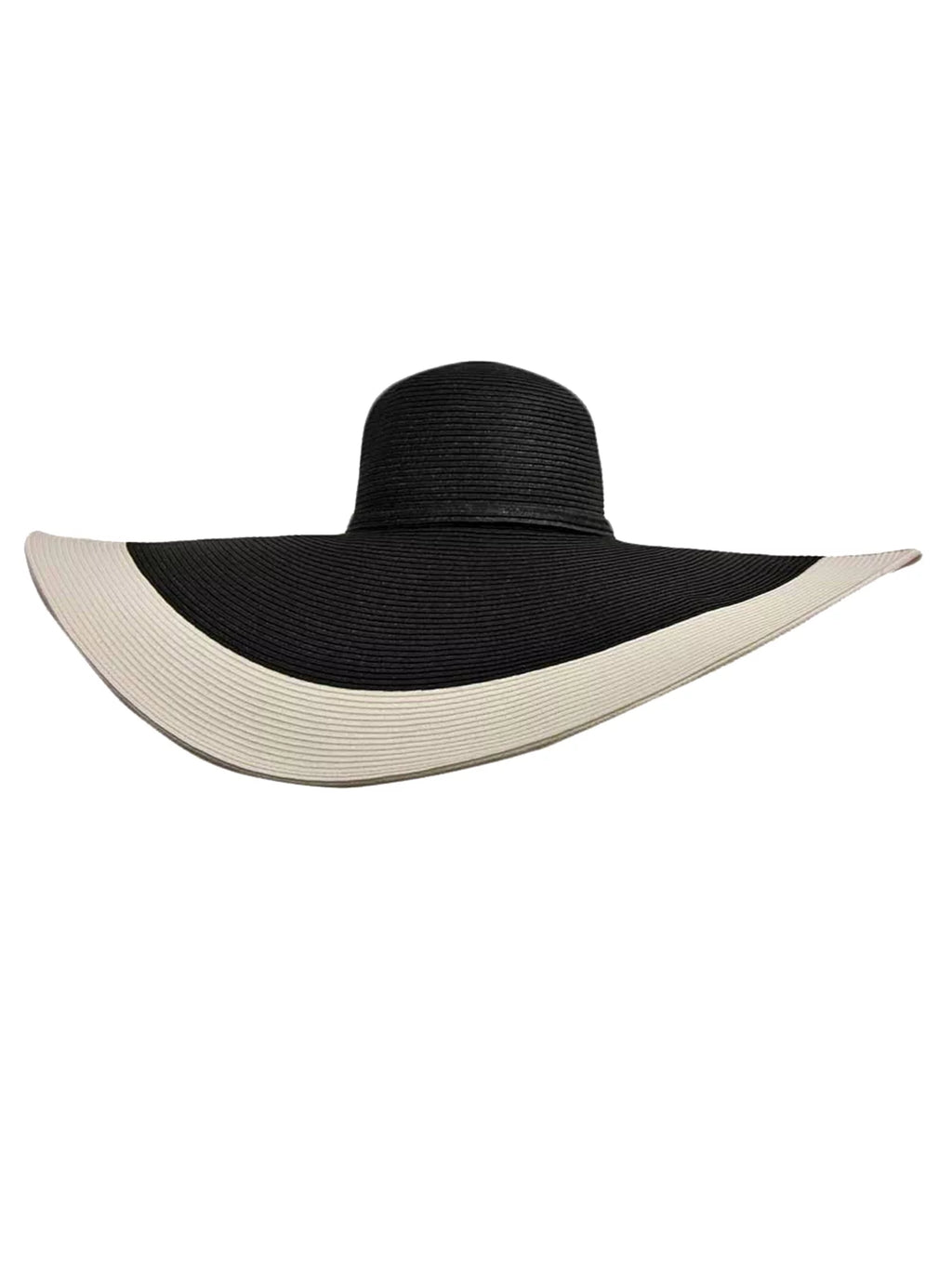 With Floppy Hat Black Brim & Wide White